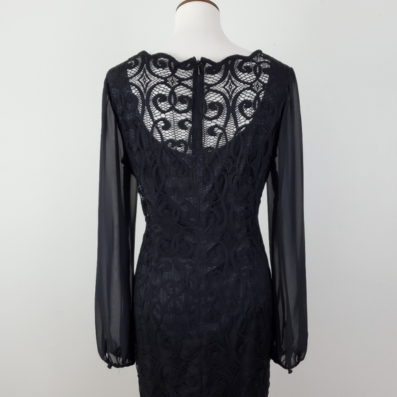 Adrianna Papell Lace Chiffon Scalloped Shift Dress - Picture 10 of 16